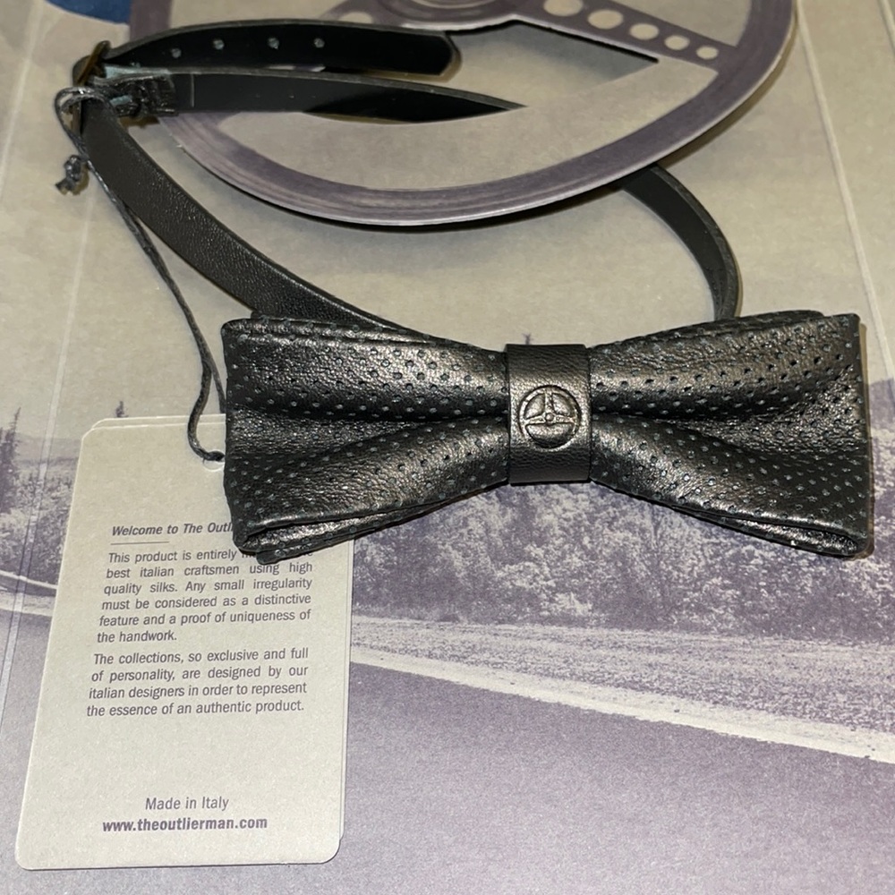 The Outlierman Italian Leather Adjustable Bow Tie